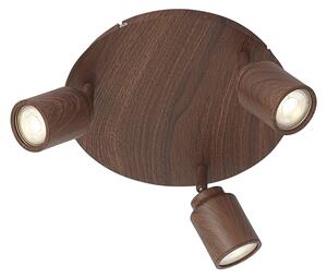 Lampa sufitowa Japandi z ciemnego drewna z regulowanymi spotami 3-punktowa IP44 - Ducha