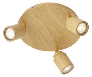 Lampa sufitowa Japandi z jasnego drewna z regulowanymi spotami 3-punktowa IP44 - Ducha