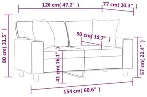 Sofa 2-osobowa z poduszkami, czarna, 120 cm, sztuczna skÃ³ra