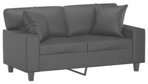 Sofa 2-osobowa z poduszkami, czarna, 120 cm, sztuczna skÃ³ra