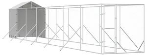 Kojec dla psa, z dachem, srebrny, 2x14x2,5m, stal galwanizowana
