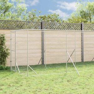 Kojec dla psa, z dachem, srebrny, 2x14x2,5m, stal galwanizowana