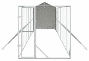 Kojec dla psa, z dachem, srebrny, 2x14x2,5m, stal galwanizowana