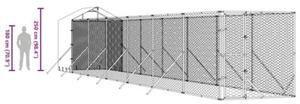 Kojec dla psa, z dachem, srebrny, 2x14x2,5m, stal galwanizowana