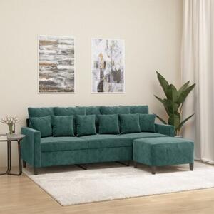 Sofa 3-osobowa z podnÃ³Å¼kiem, ciemnozielony, 180 cm, aksamit