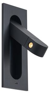 Nowoczesny kinkiet czarny z LED i portem USB-C - Hilton