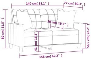 Sofa 2-osobowa z poduszkami, czarna, 140 cm, sztuczna skÃ³ra