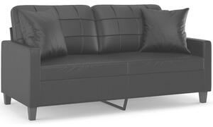 Sofa 2-osobowa z poduszkami, czarna, 140 cm, sztuczna skÃ³ra