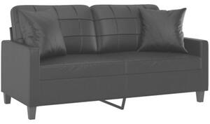 Sofa 2-osobowa z poduszkami, czarna, 140 cm, sztuczna skÃ³ra