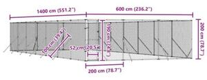 Kojec zewnętrzny dla psa, 6x14x2 m, stal galwanizowana