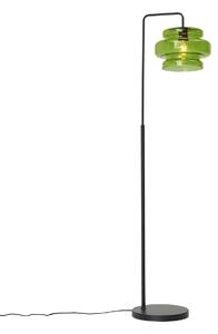 Lampa podłogowa w stylu Retro czarna z zielonym szkłem - Denise Oswietlenie wewnetrzne