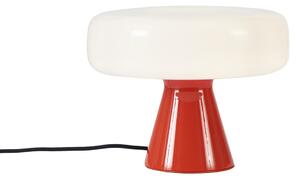Lampa stołowa w stylu retro czerwona z białym elementem - Knob
