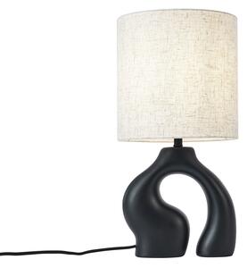 Lampa stołowa Japandi czarna z lnianym abażurem - Dahlia