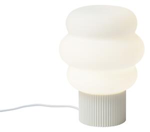 Lampa stołowa Japandi beżowa z opalowym szkłem 18 cm - Kumo
