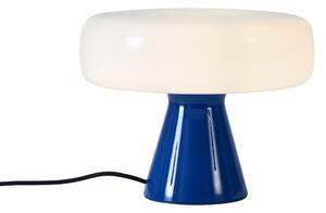 Lampa stołowa w stylu retro niebieska z białym elementem - Knob
