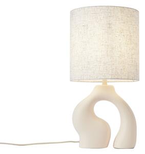 Lampa stołowa Japandi beżowa z lnianym abażurem - Dahlia