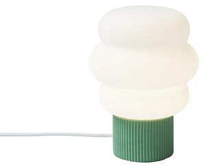 Lampa stołowa Japandi zielona ze szkłem opalowym 18 cm - Kumo