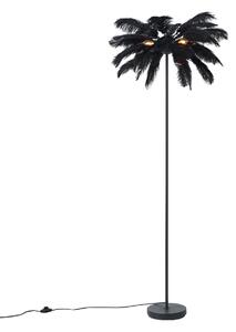 Lampa podłogowa Art Deco czarna z czarnymi piórami - Peahen