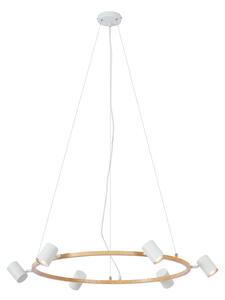 Inteligentna lampa wisząca drewniana z białymi okrągłymi 6-punktowymi światłami z WiFi GU10 - Jeana Circle