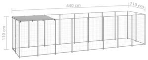 Kojec dla psa, srebrny, 4,84 m², stalowy