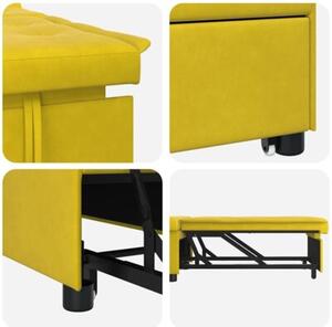 Nowoczesna sofa z funkcjÄ spania w aksamicie, Å¼Ã³Åta
