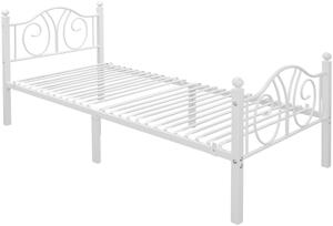 Białe metalowe łóżko 90x200 cm ze stelażem