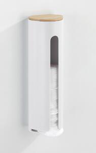 ASTOREO Naścienny pojemnik do wacików kosmetycz - bialy - Rozmiar 6,5 x 25 x 8 cm