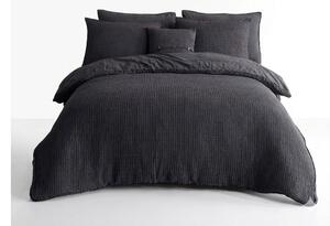 Antracytowa pościel jednoosobowa z bawełny renforcé 140x200 cm Waffle Striped – Mila Home Luxury