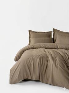 Brązowa pościel jednoosobowa z bawełny renforcé 140x200 cm Checkered – Mila Home Luxury
