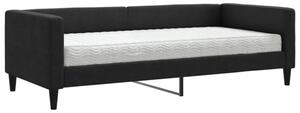 Sofa z materacem do spania, czarna, 90x200 cm, tkanina