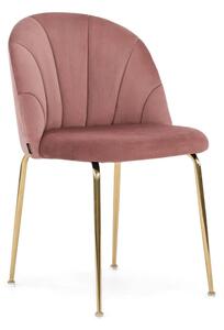 EMWOmeble Krzesło Glamour różowy #44 C-905 / welur, złote nogi