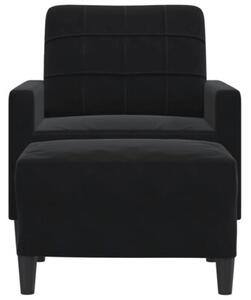Fotel z podnÃ³Å¼kiem, czarny, 60 cm, obity aksamit