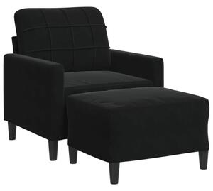 Fotel z podnÃ³Å¼kiem, czarny, 60 cm, obity aksamit