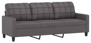 Sofa 3-osobowa z poduszkami, szara, 180 cm, sztuczna skÃ³ra