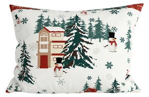 Poszewka na poduszkę z polibawełny SNOWY HOUSES POLY 50x70 cm, biały