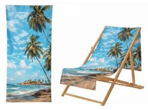 Ręcznik Plażowy Kąpielowy Szybkoschnący Na Basen 70x140cm Mikrofibra Palmy