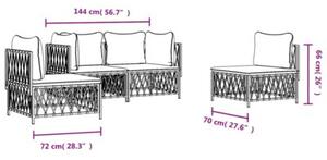 Zestaw Mebli Ogrodowych Komplet Wypoczynkowy Z Poduszkami 4-Częściowy Biały Metal Na Taras Balkon Ogród