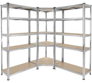 Tectake system regałów gustav do dużych obciążeń, 3-częściowy, 15 półek, 2625 kg - srebrny