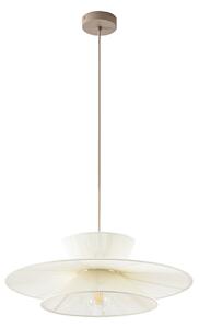Lampa Wisząca Lucande, Novie, ściemnialny, beżowy, salon, tkanina | tekstylia, skandynawski