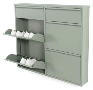 Szarozielona metalowa uchylna szafka na buty 98x86x15 cm Billy – Spinder Design