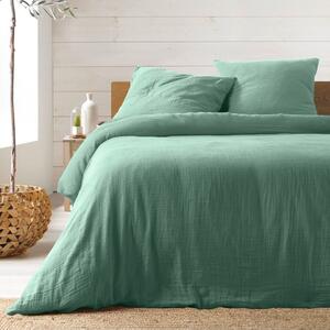 Jasnozielona pościel dwuosobowa muślinowa 240x220 cm Angelia – douceur d'intérieur