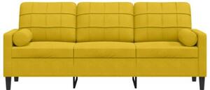 Sofa 3-osobowa z poduszkami, Å¼Ã³Åta, 180 cm, aksamit