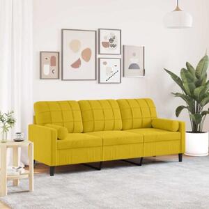 Sofa 3-osobowa z poduszkami, Å¼Ã³Åta, 180 cm, aksamit