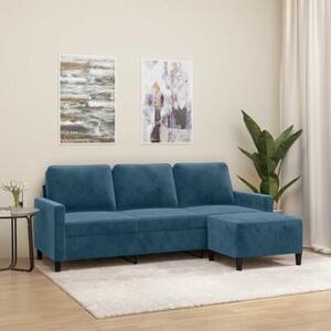Sofa 3-osobowa z podnÃ³Å¼kiem, niebieska, 180 cm, aksamit