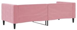 Sofa z funkcją spania, różowa, 80x200 cm, obita aksamitem