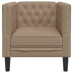 Fotel chesterfield, cappuccino, tapicerowany sztucznÄ skÃ³rÄ