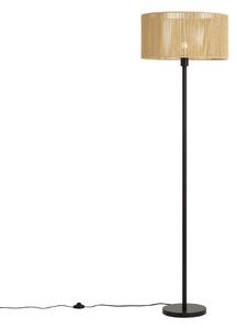 Lampa podłogowa czarna z beżowym abażurem z papierowego sznurka 50/50/25 - Simplo