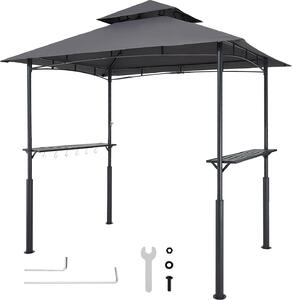 Altana grillowa VEVOR, 2430x1500x500 mm, obudowa grilla do grillowania na zewntrz, 2-poziomowa obudowa altany grillowej, altana ogrodowa z podwójnym dachem i wzmocnionymi wspornikami, na patio, podwórko i do ogrodu