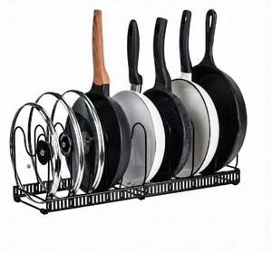 Regał na patelnie Rozsuwany - Czarna stal - 6 do 10 patelni - 30 do 57 cm