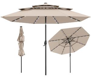 Parasol ogrodowy z korbką i oświetleniem LED